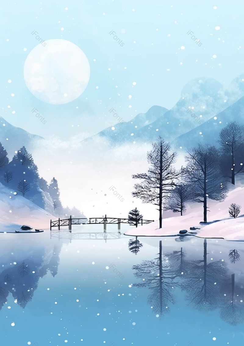 节气冬天立冬水墨山水插画背景,插画/手绘图,插画/手绘图库,插画/手绘图下载,插画/手绘